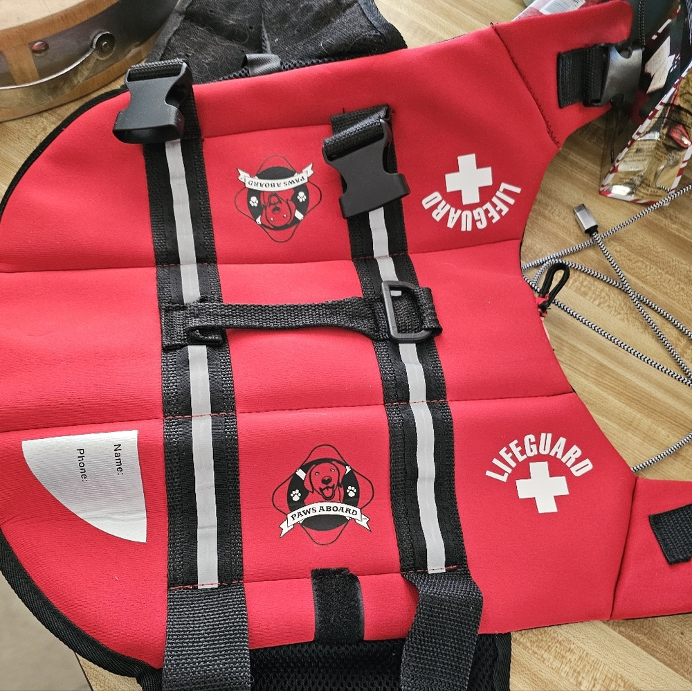 Paws Aboard Dog Neoprene Life Jacket Vest Red Lifeguard Sz M Hardly Used EUC